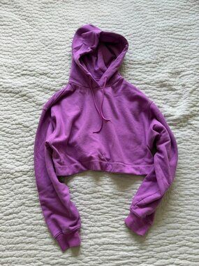 Alo Yoga Bae Hoodie Cropped Sweatshirt Purple Orchid - Size S